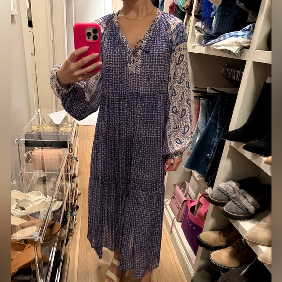 Matta Dresses & Skirts - Matta Yamini Booj Tunic Style Blue and Purple Patterned Flowy Maxi Dress